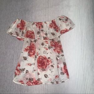 REFORMATION Floral off the shoulder top